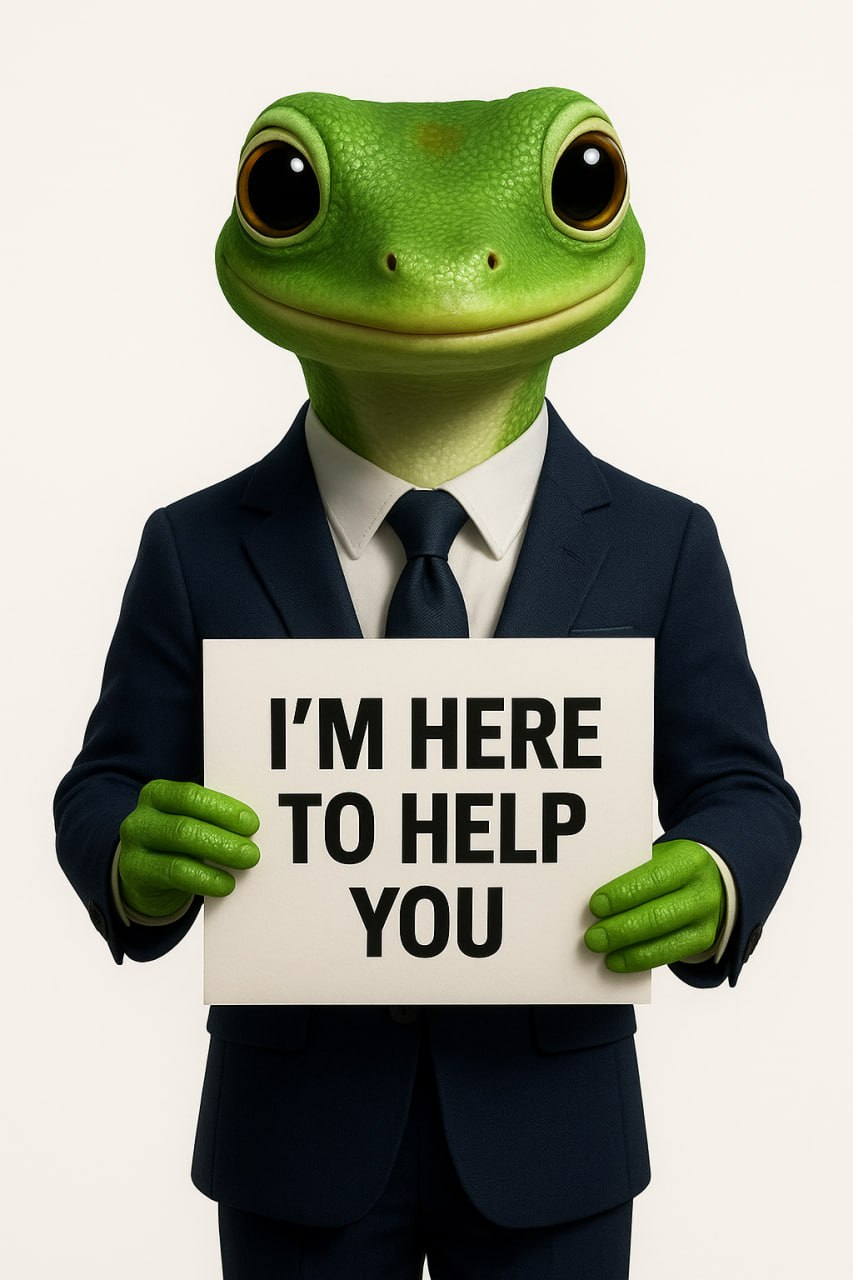 Geico Gecko in Business Suit (Probably Insider Trading)